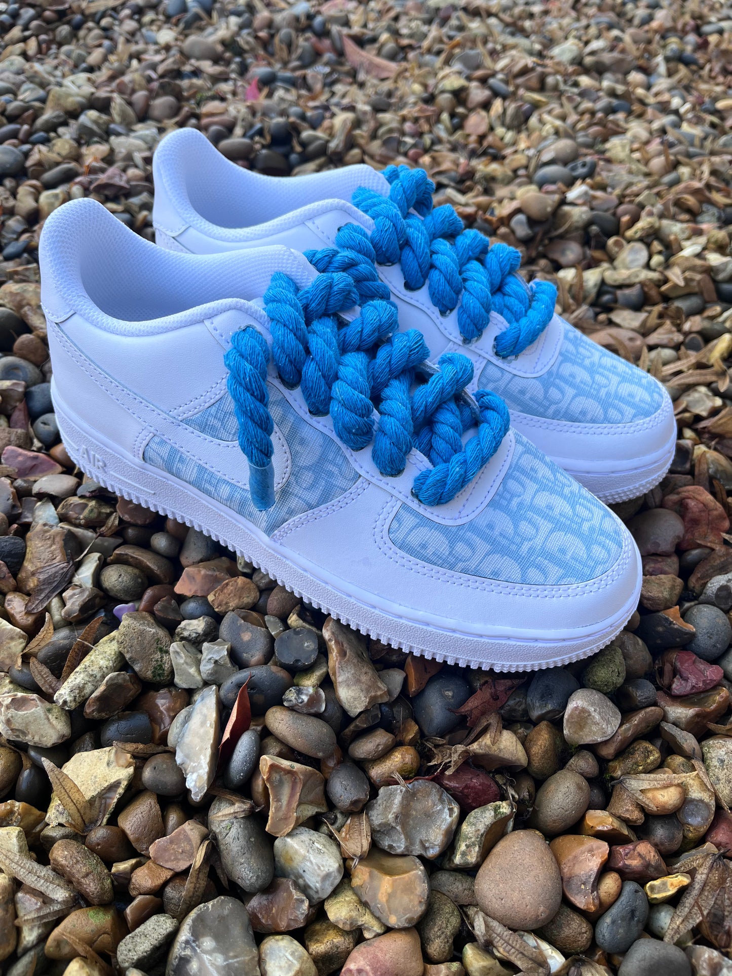 AF-1 BABY BLUE DIOR X ROPE LACES - Snkrs By Son