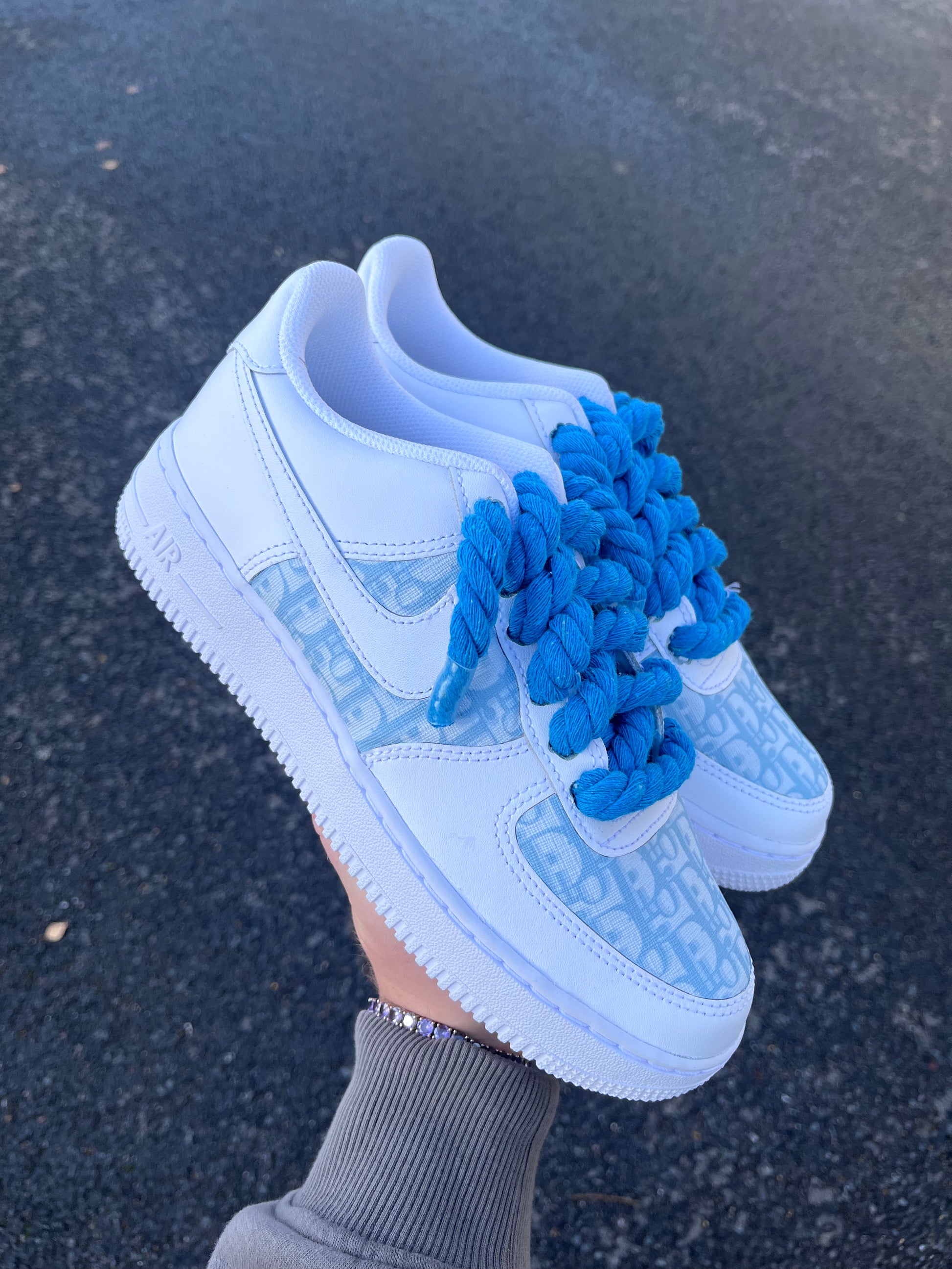 AF-1 BABY BLUE DIOR X ROPE LACES - Snkrs By Son