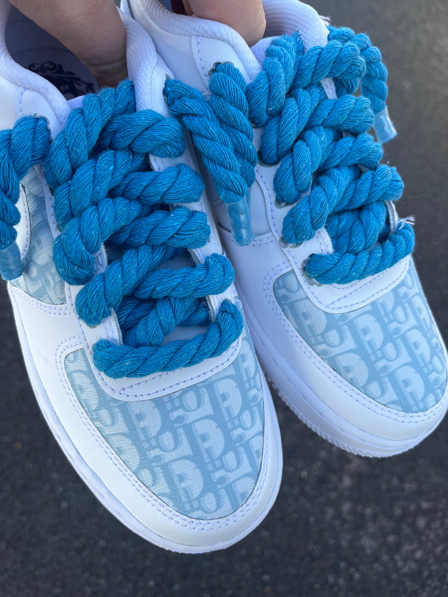 AF-1 BABY BLUE DIOR X ROPE LACES - Snkrs By Son