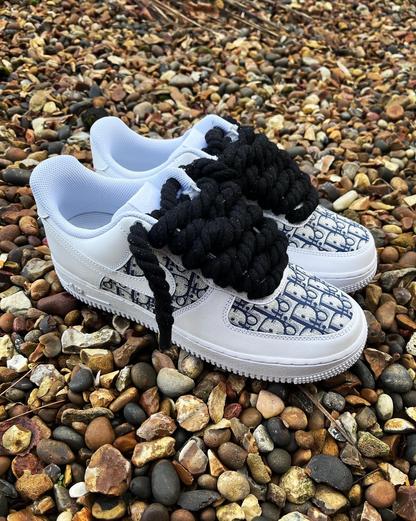 AF-1 NAVY BLUE CD X BLACK ROPE LACES - Snkrs By Son